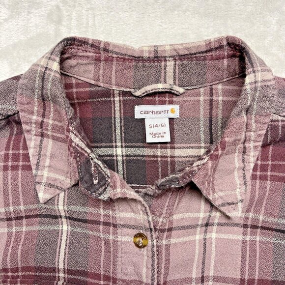 Carhartt Women's Button-Up Top Size Small (4-6) Plaid Flannel Western Cowgirl‎ - Picture 2 of 8